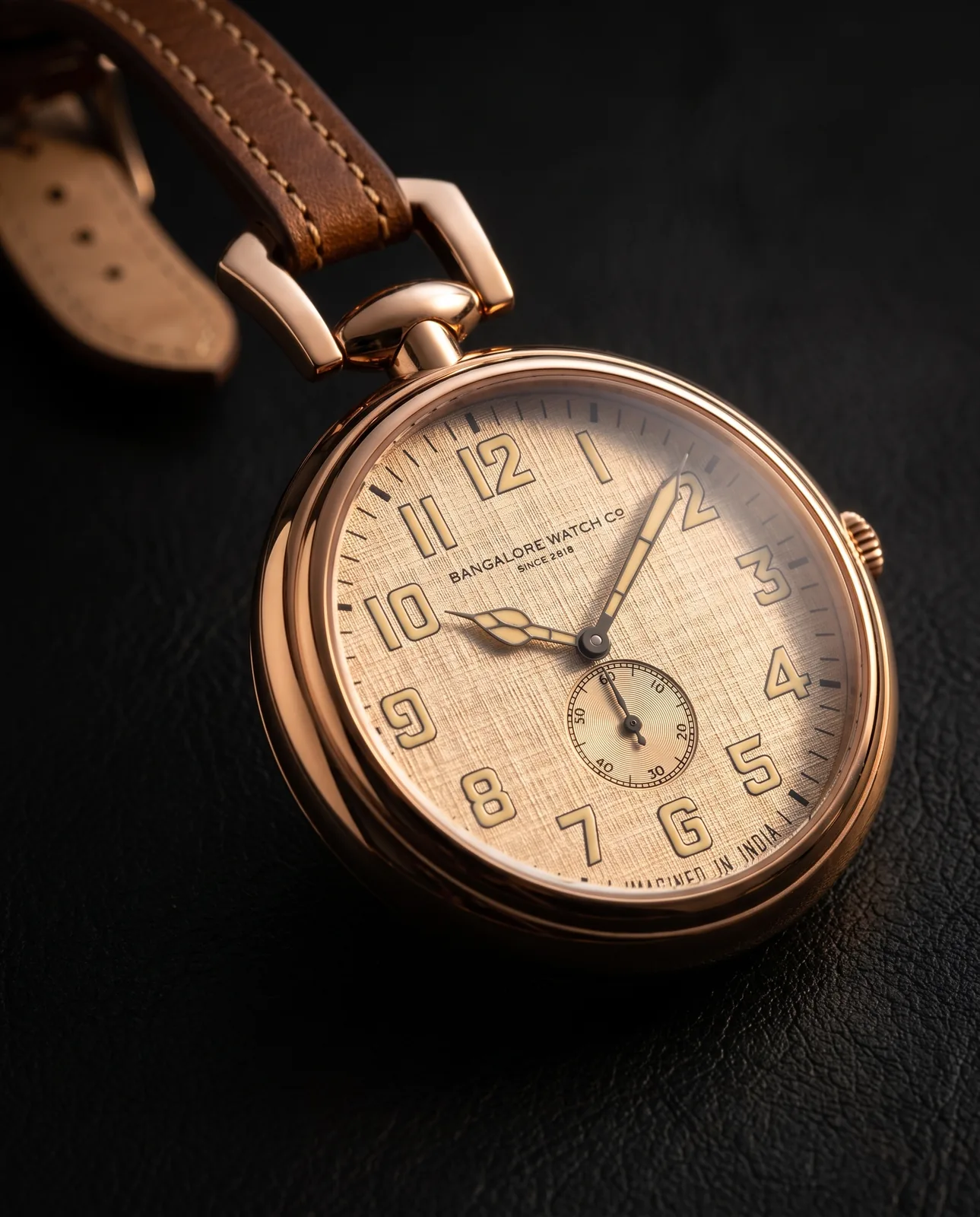 Bangalore Watch Company Forty-Seven pocket watch, dial macro