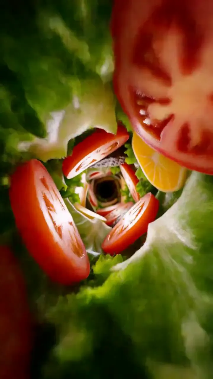 Film frame: the tunnel of tomato and lettuce