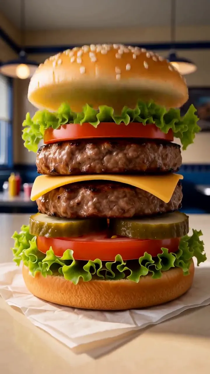 Film frame: the finished double burger
