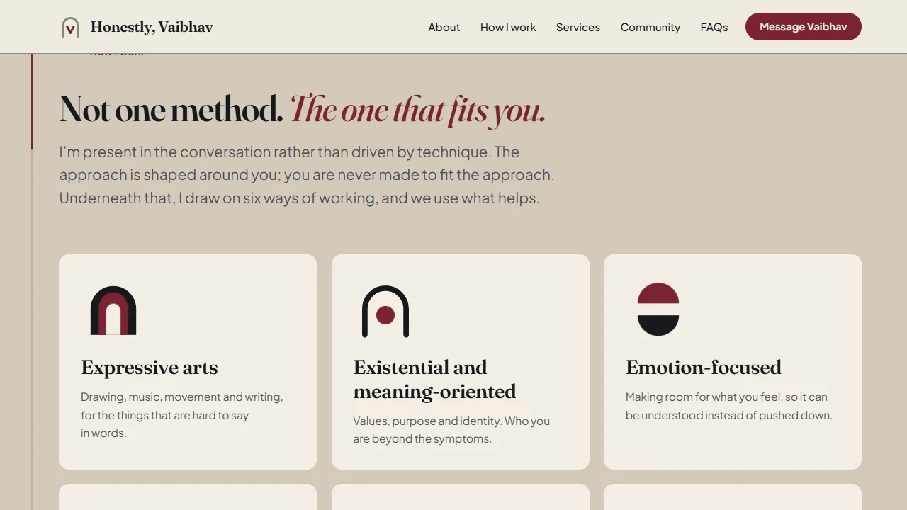 Honestly, Vaibhav site: Not one method. The one that fits you, with cards for six ways of working