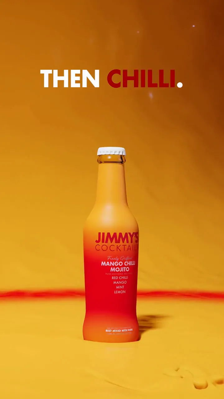 Film frame: Then chilli, a red pulse climbing the bottle