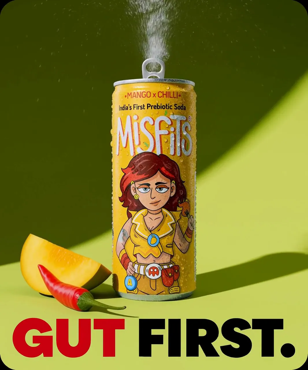 Film frame: Gut first, the full can with mango and chilli